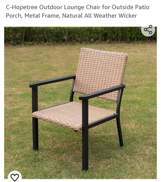 C-Hopetree Outdoor Chair for Outside Patio Porch, in Patio & Garden Furniture in City of Toronto - Image 2