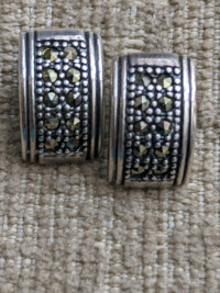 Marcasite pierced earrings and backs - 3/4 inch