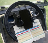 Golf cart steering wheel phone holder