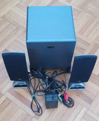 Amplified Speaker System (2 Satellites + Subwoofer) - like new