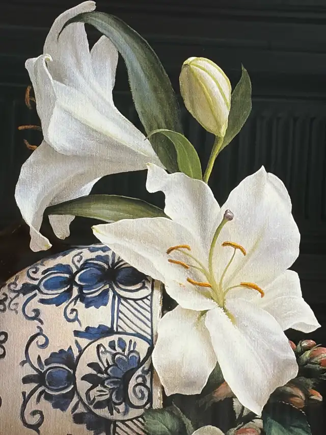 Large Framed Floral Wall Art – White Lily Still Life in Arts & Collectibles in City of Toronto - Image 4