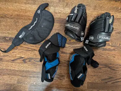 Kids Used  Hockey Gear - Winnwell neck guard, gloves Bauer elb, View more