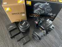 Nikon D5500 Digital DSLR Camera, 2 lenses, and accessories