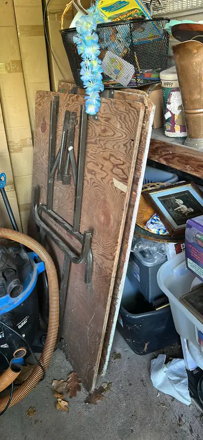 Three heavy duty tables for garage sales  etc, View more