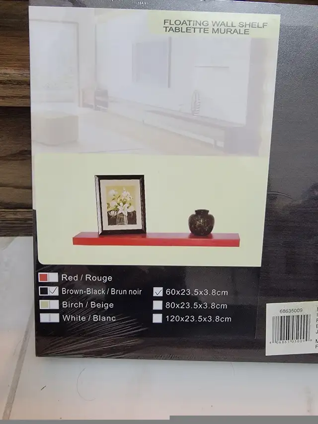 2 x Floating Wall Shelves / Brown-Black  in Bookcases & Shelving Units in Markham / York Region - Image 4