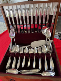 Antique more than 100 yr old silver plated cutlery set for 12  