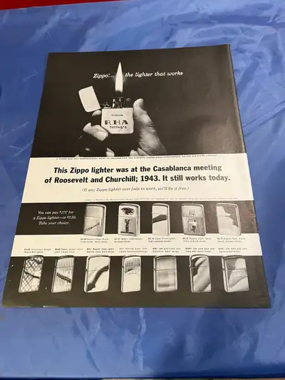 1964 Zippo Lighter Original Ad Size: 10-1/4" X 13-1/2"