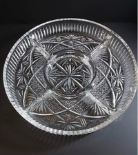 Vintage Heavy Crystal Divided Pickle Dish 9 1/4" Elegant Glass