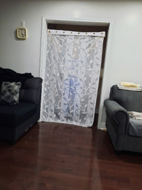 White lace curtains