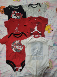 6 Jordan baby onesies 