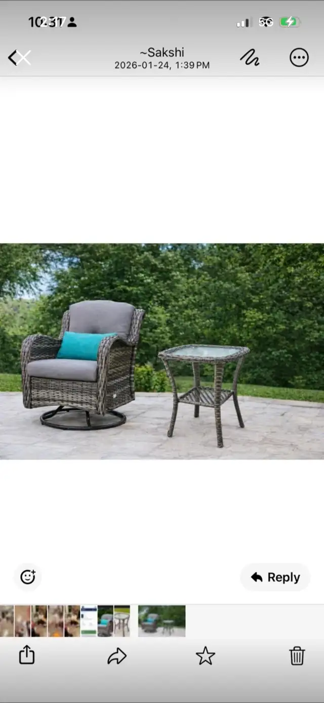 New Wicker Swivel Chair and Table  in Chairs & Recliners in Mississauga / Peel Region - Image 2
