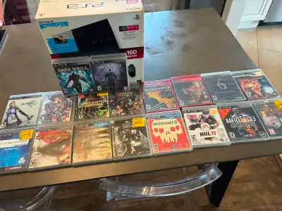 PS3 Slim Bundle (160gb, 17 games, 4 factory sealed), View more