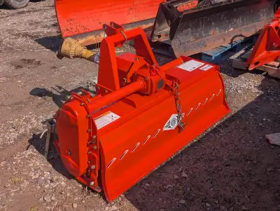 48" 3-point hitch rotary tiller for sub-compact tractor, PTO shaft cut length for Kubota BX-series t...