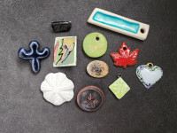 CERAMIC / POTTERY brooch + pendants (selling together)