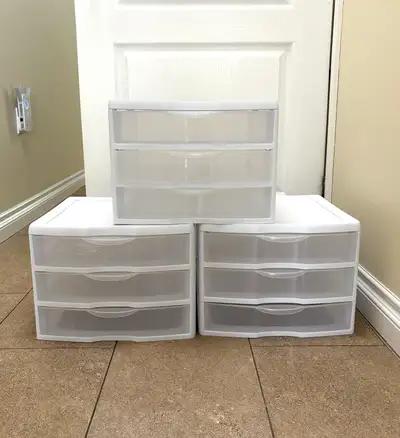 Sterilite Storage Drawers - 3 Great Condition ! Non Smoking Home / Scent Free 14 5/8 D x 14.5 W x 10...