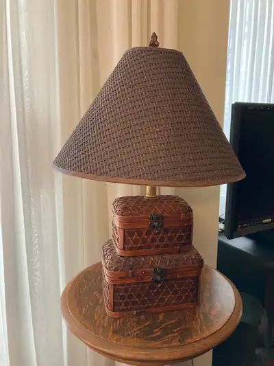 A fun, decorative table lamp for a reading nook or office. Mint condition. 21" height from table to...
