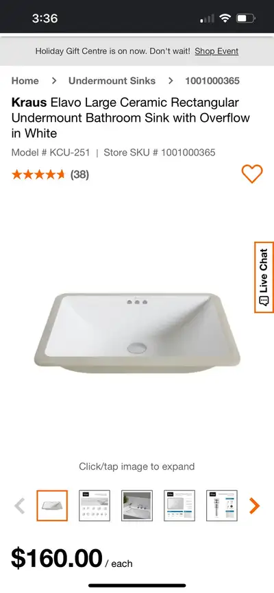 KRAUS- ‘ELAVO’ Undermount Sink-BRAND NEW IN BOX, View more
