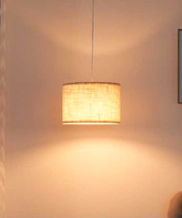 NEW Natural Linen Drum Pendant Hanging Ceiling Lamp Light
