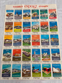 EXPO 67--"Cinderella" postage stamp sheet for sale