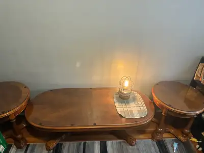 oak wood coffee table and end tables, View more