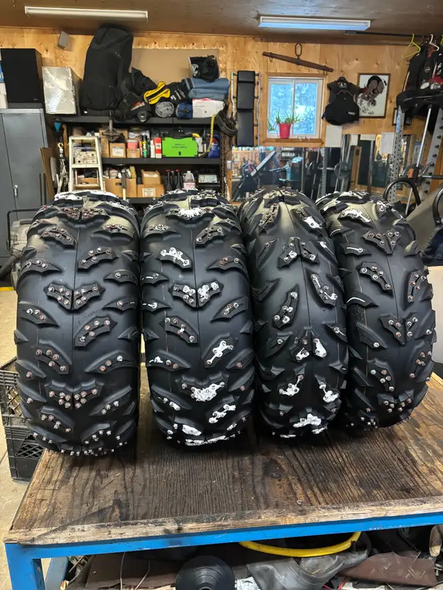 REDUCED ! Studded tires on rims for ice fishing $600 or BO ! in Tires & Rims in Kawartha Lakes - Image 4