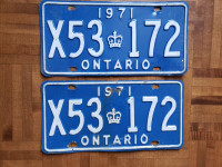 1971 Ontario licence plate metal bureau plaque 71 hot rod car 2