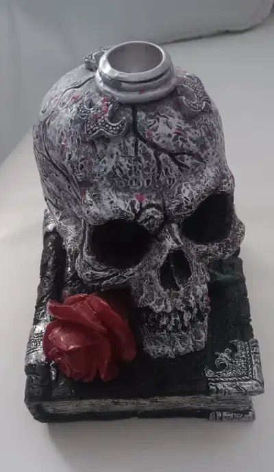 HALLOWEEN SKULL INCENSE/CANDLE HOLDER STATUE, View more