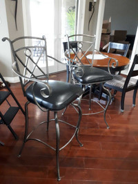 Brushed Pewter Bar Height Chairs