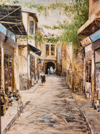 Original oil painting. Old Damascus Tableau original vieux Damas