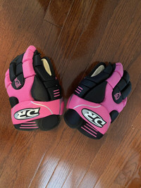 Pink hockey gloves