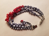Bracelets with coral and Czech beads