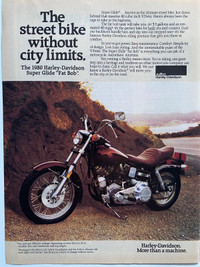 1980 Harley-Davidson Super Glide Fat Bob Original Ad 