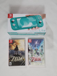 Brand New Nintendo Switch Lite (Turquois) +  2  New Zelda Games