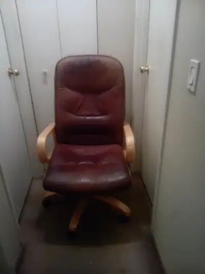 Solid, Large Wood & Leather Executive Chair, View more