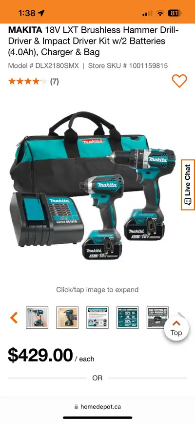 Makita 2 Tool Cordless Combo Kit, View more