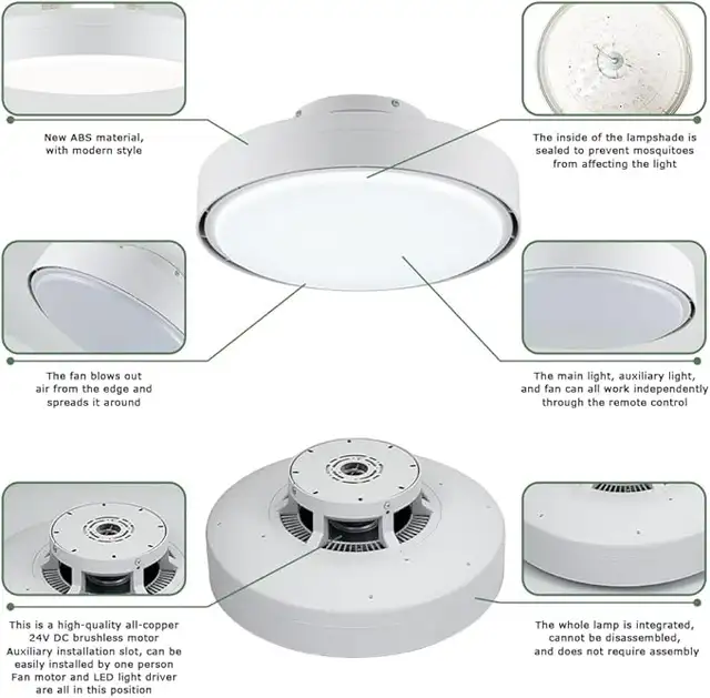 Modern Bladeless Ceiling Fan with Light & Remote, DC Motor, 6 Sp in Indoor Lighting & Fans in Mississauga / Peel Region - Image 7