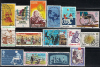 Disabled, Wheelchair Stamps, 15 Different