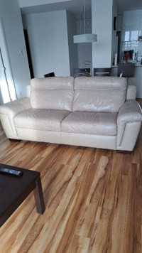 Divan en cuir, couleur taupe