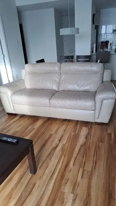 Divan en cuir, couleur taupe, View more