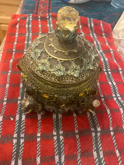 Vintage Trinket Box with Elephants, View more