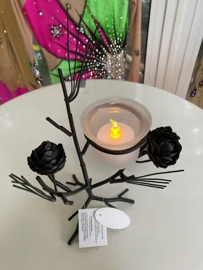 Metal Rose Candle Holder Stand Iron Art Lotus Flower Tea Light, View more