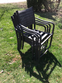 4x matching stackable aluminum patio chairs set 