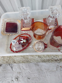 Red and clear Glass  ,collectables