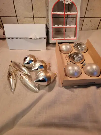 Assorted vintage handpainted/decorated Christmas ornaments., View more