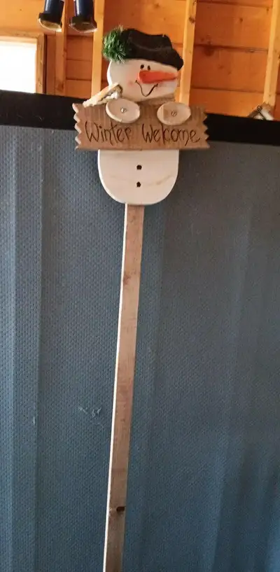 Wood Snowman On Stick , View more