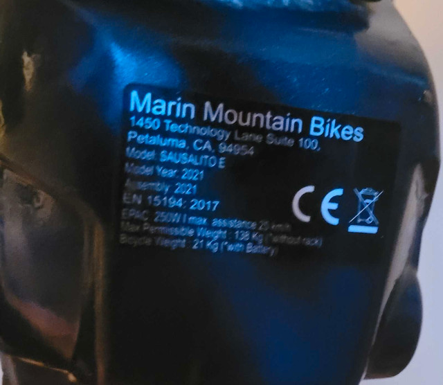 2021 Marin Sausalito E2  in eBike in Red Deer - Image 3