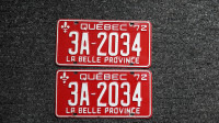 Plaque immatriculation Québec 1972