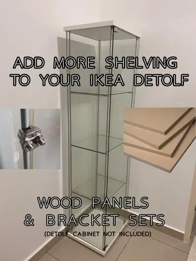 Add more shelves to your Ikea DETOLF display shelf, and make the best use of it! Now offering a FULL...
