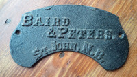 Black Cast-Iron Plaque/Stove Plate, Baird & Peters, St. John, NB