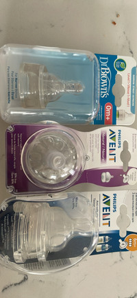 Philips Avent and Dr Brown bottle nipples. $10 for all
